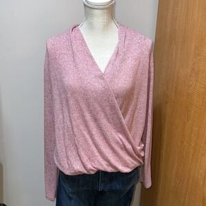Thyme + Honey Pink Heather Wrap Shirt Size Small Sweater